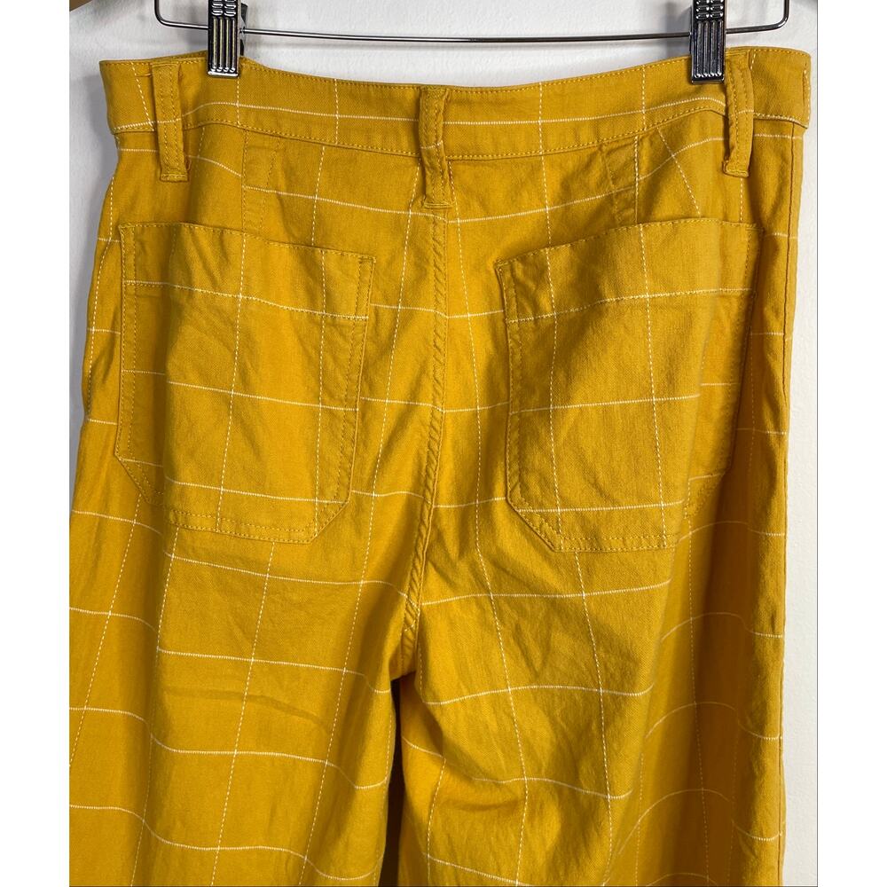 Madewell Emmett Wide Leg Crop Pants Windowpane Golden Yellow Fall Womens 29 - Picture 9 of 16